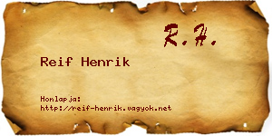 Reif Henrik névjegykártya